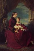 Franz Xaver Winterhalter The Empress Eugenie Holding Louis Napoleon, the Prince Imperial on her Knees China oil painting reproduction